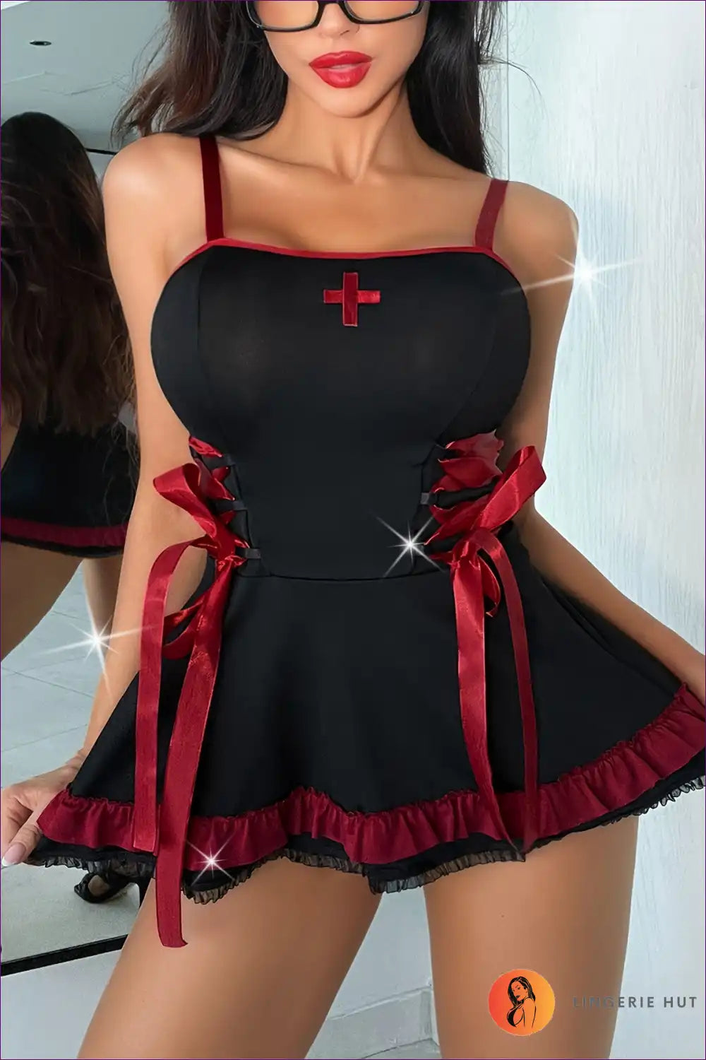 Nurse Chic: Pleated Mini with Sultry Panty for Costume, Mini, Nurse, Party, Role Play