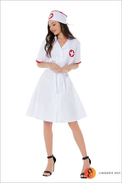Nurse Costume with Accessories - Fantasy Roleplay Ready - Costumes - Lingerie Hut - Casual • Halloween • Midi • Modest