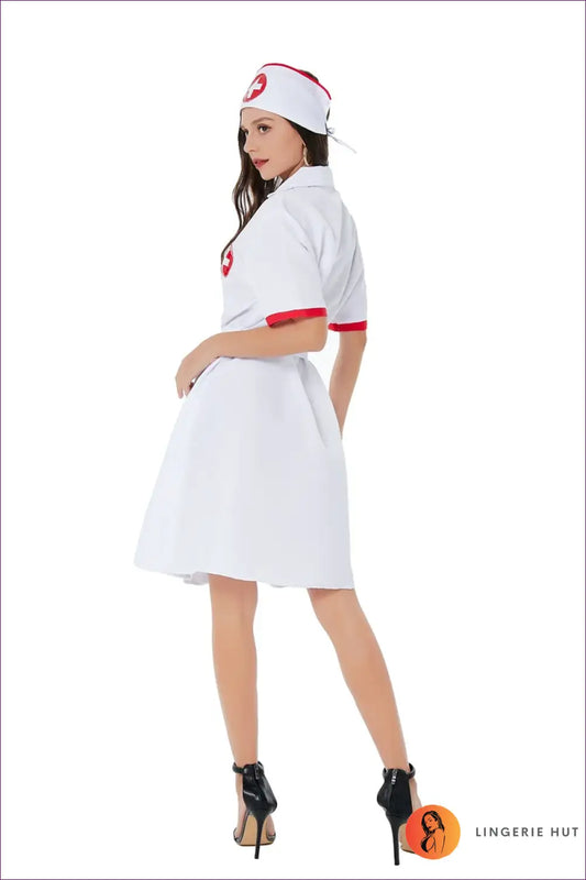 Nurse Costume with Accessories - Fantasy Roleplay Ready - Costumes - Lingerie Hut - Casual • Halloween • Midi • Modest
