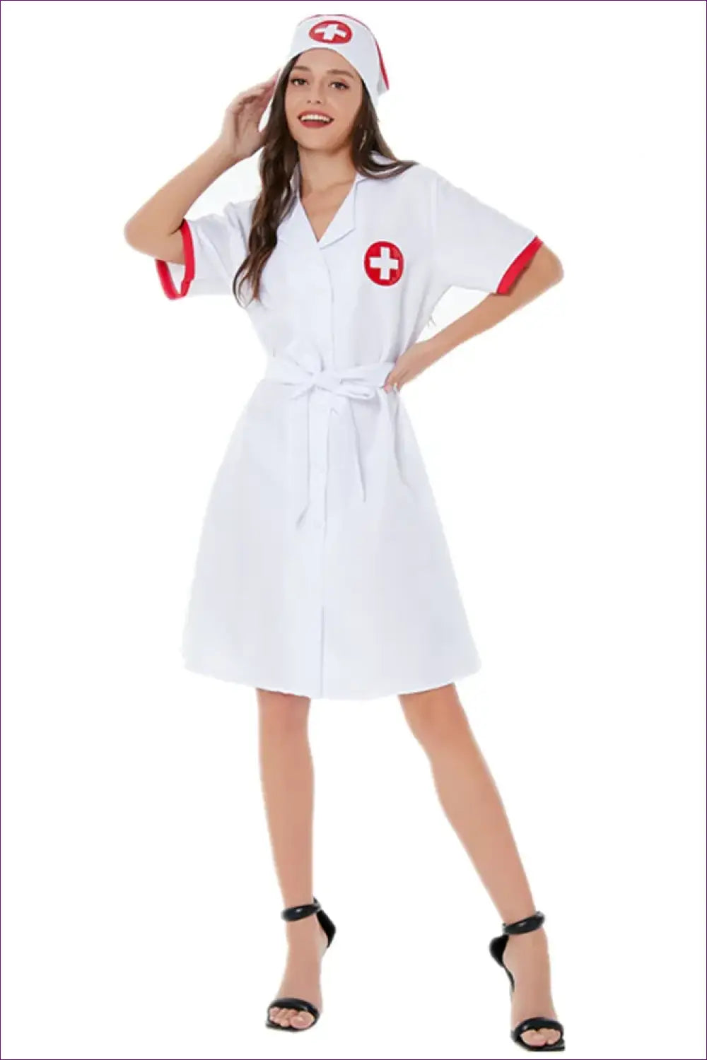 Nurse Costume with Accessories - Fantasy Roleplay Ready - Costumes - Lingerie Hut - Casual • Halloween • Midi • Modest