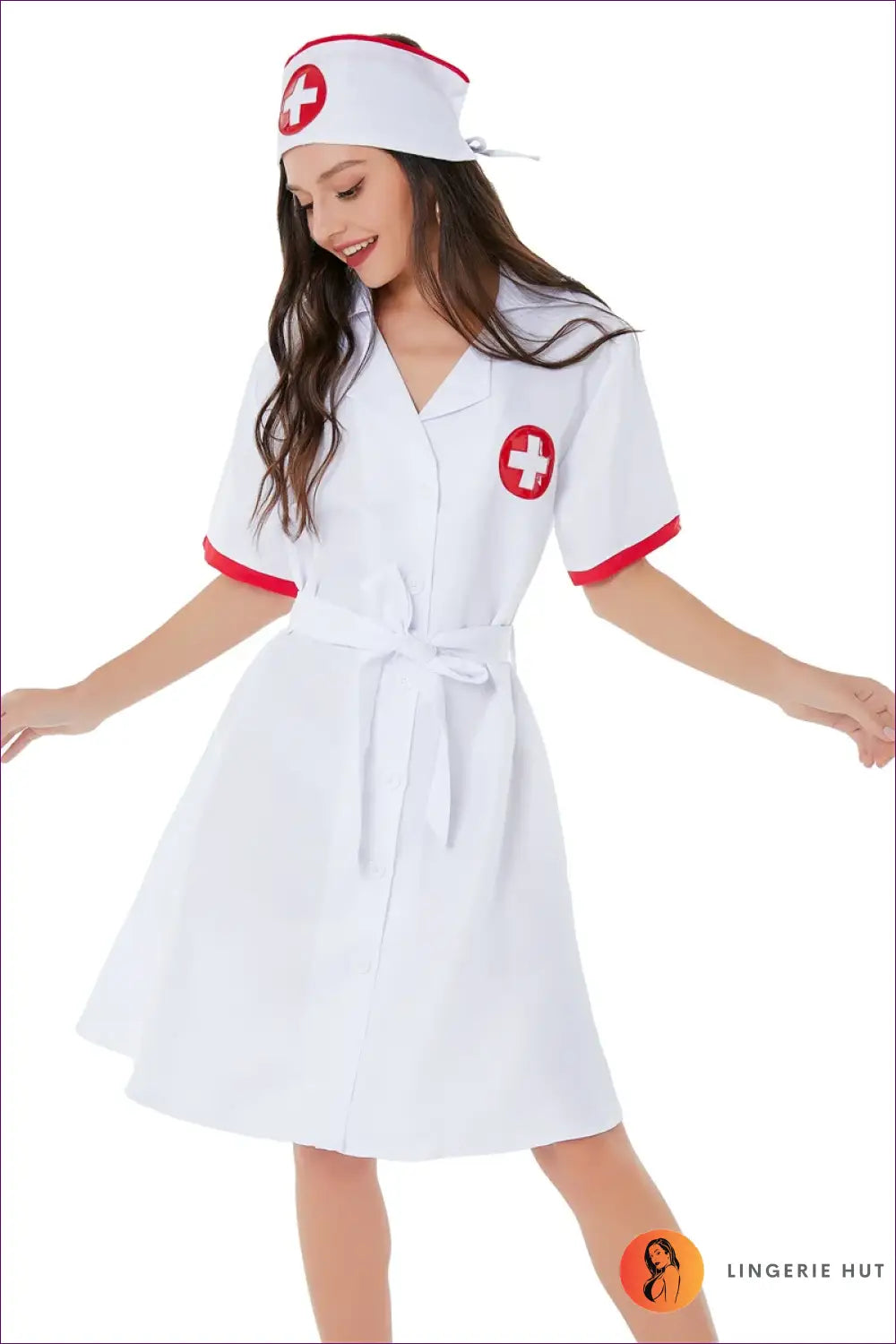 Nurse Costume with Accessories - Fantasy Roleplay Ready - Costumes - Lingerie Hut - Casual • Halloween • Midi • Modest