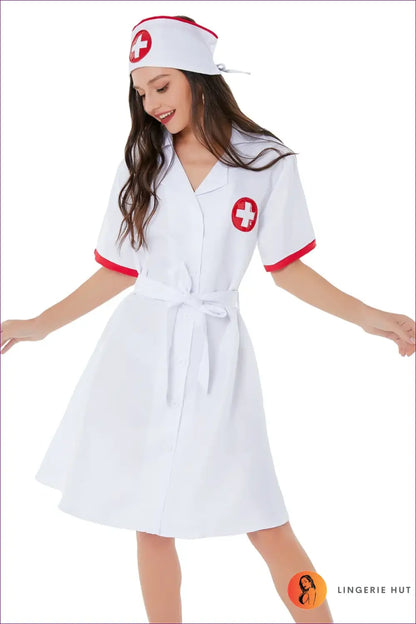 Nurse Costume with Accessories - Fantasy Roleplay Ready - Costumes - Lingerie Hut - Casual • Halloween • Midi • Modest