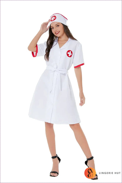 Nurse Costume with Accessories - Fantasy Roleplay Ready - Costumes - Lingerie Hut - Casual • Halloween • Midi • Modest