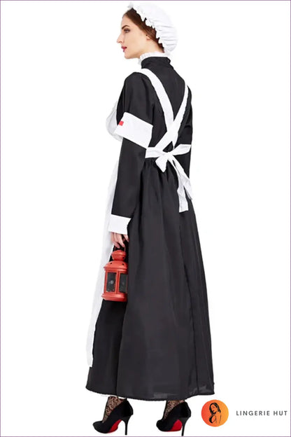 Nurse Costume with Apron & Headpiece - Vintage Roleplay Mood - Outfit Set - Lingerie Hut - Autumn • Formal Wear