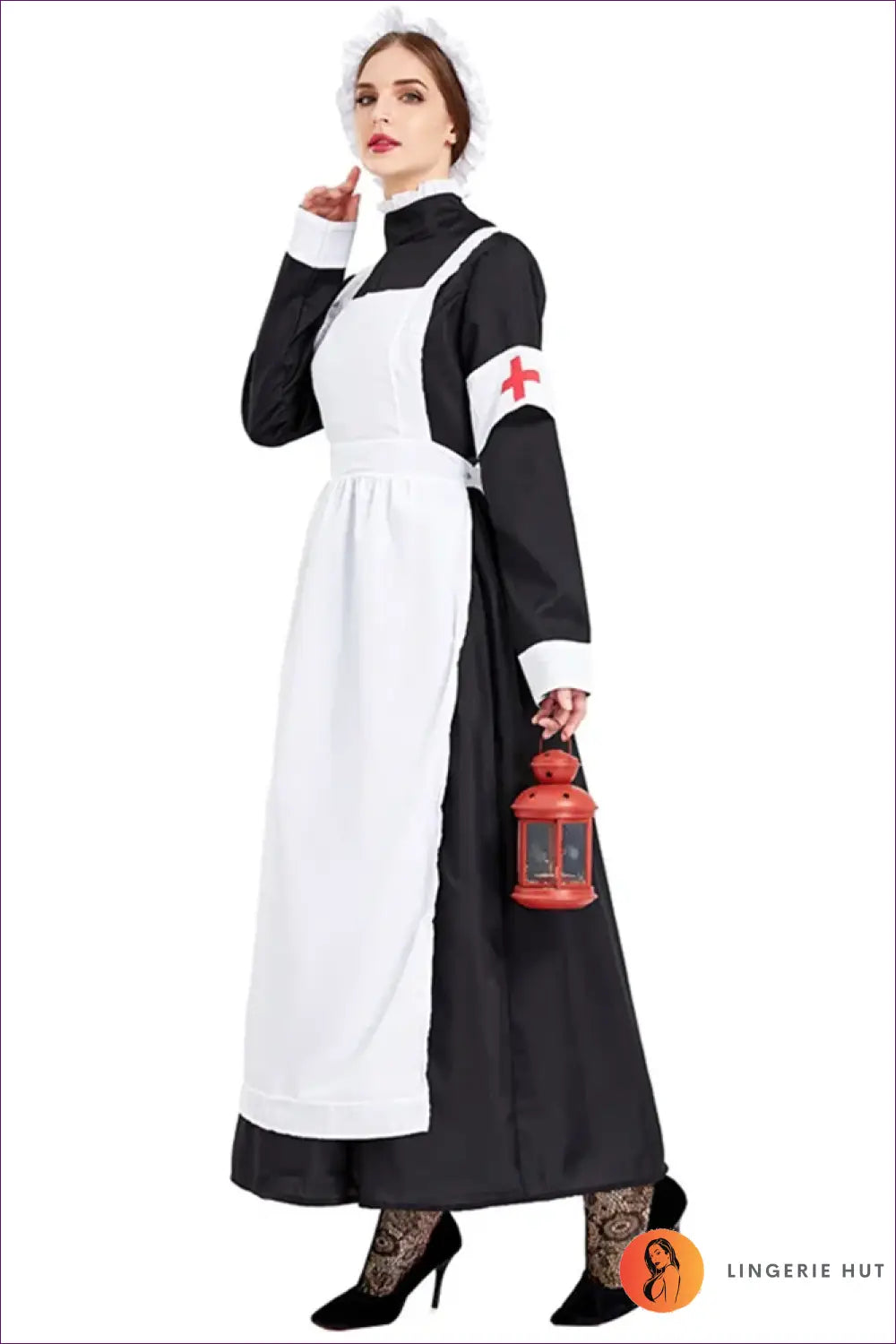 Nurse Costume with Apron & Headpiece - Vintage Roleplay Mood - Outfit Set - Lingerie Hut - Autumn • Formal Wear