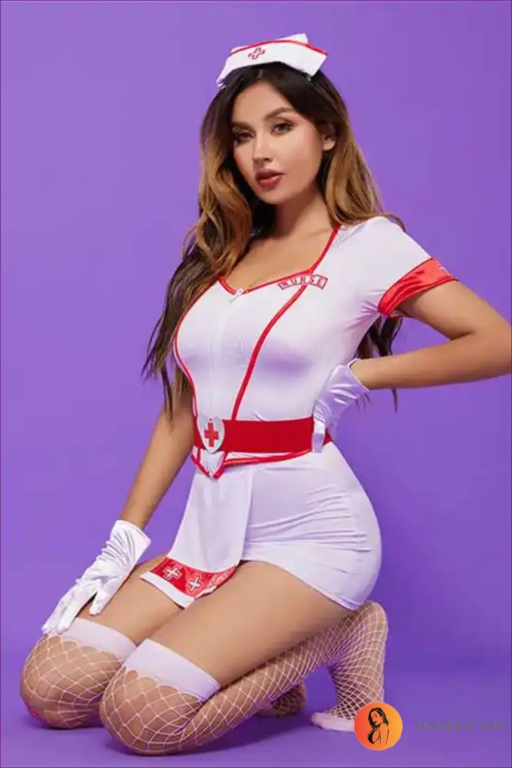 Nurse Costume with Apron Overlay - Fantasy Roleplay Ready - 01 / one Size - Outfit Set - Apron • Clubwear • Halloween