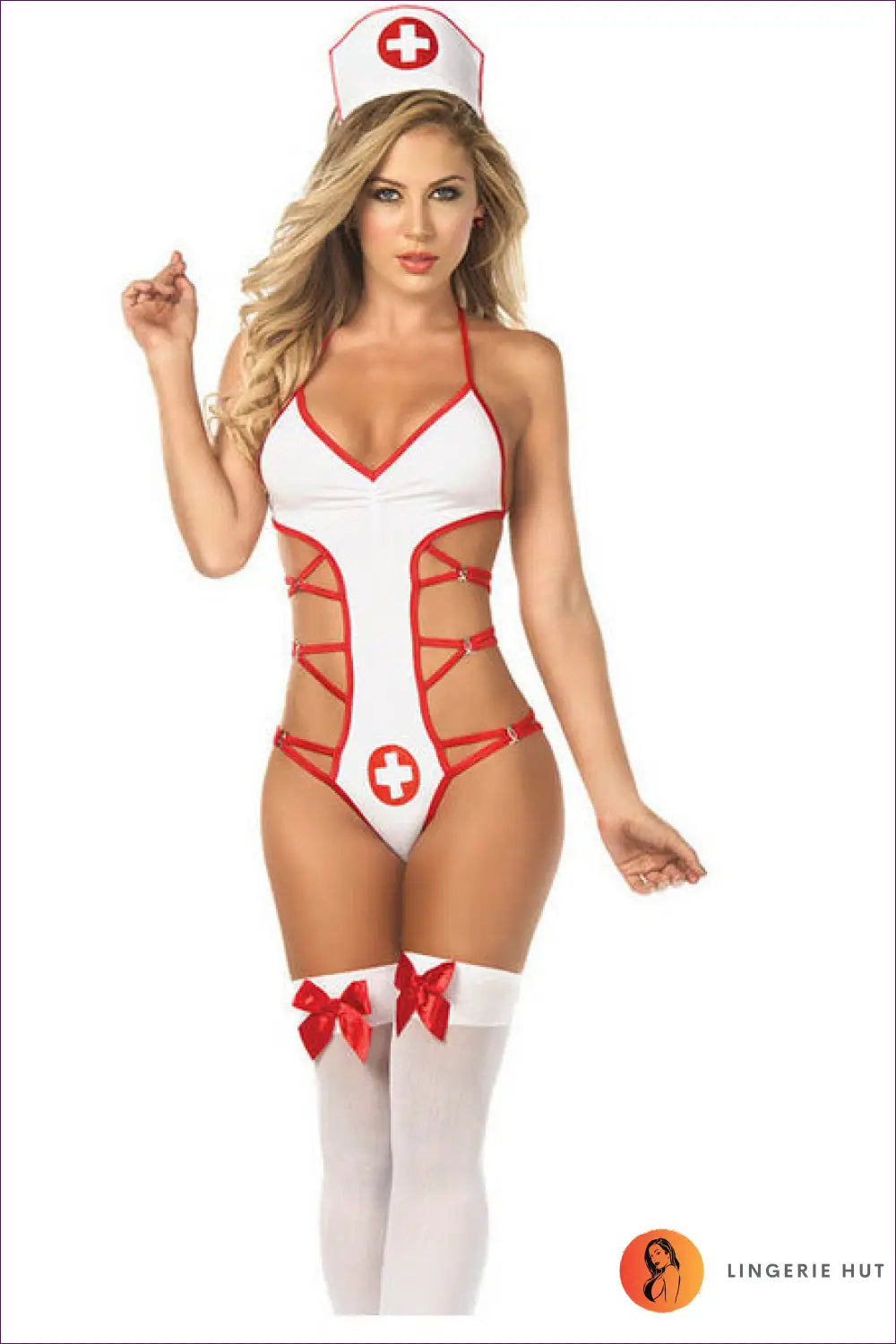 Nurse Costume with Cutout Detail - one Size / White - Halloween • just in • Party - Lingerie Hut