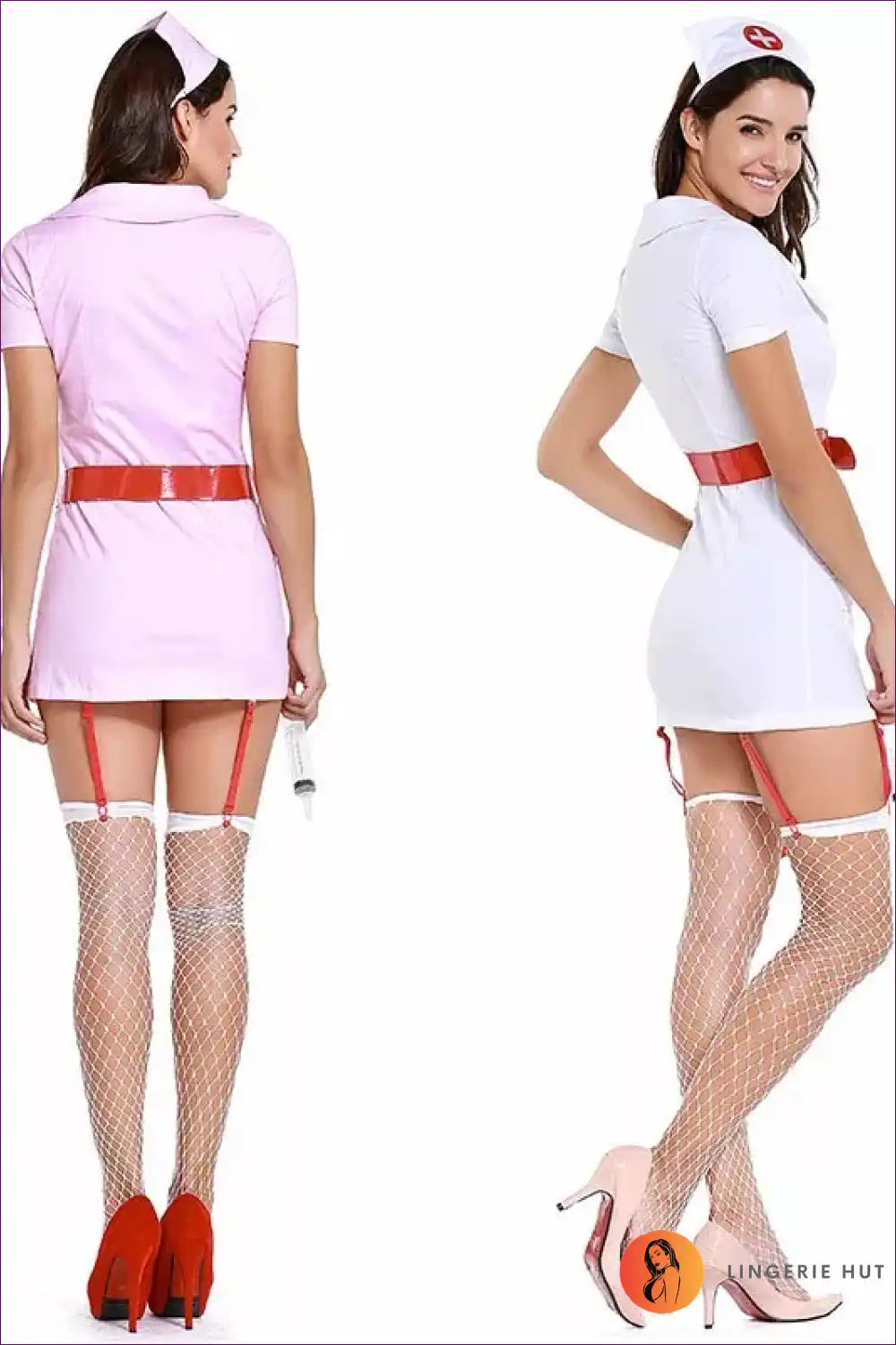 Nurse Costume with Belt and Hat - Flirty Party Statement for Boudoir, Clubwear, Costume, Evening Wear,