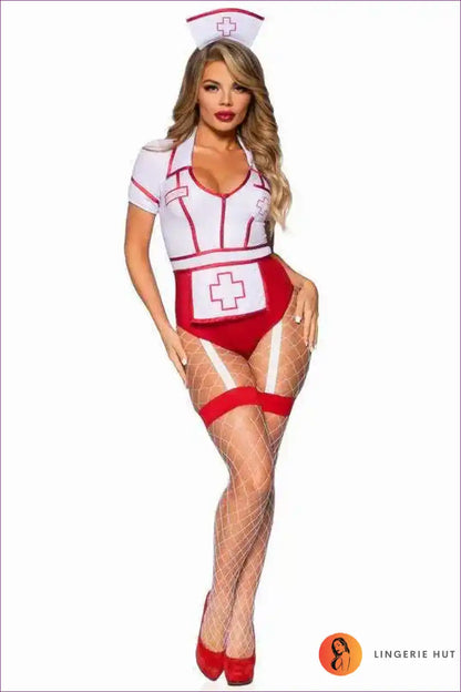 Nurse Costume Bodysuit with Apron Front - Confident Bedroom Energy for Bodysuit, Boudoir, Costume, Date