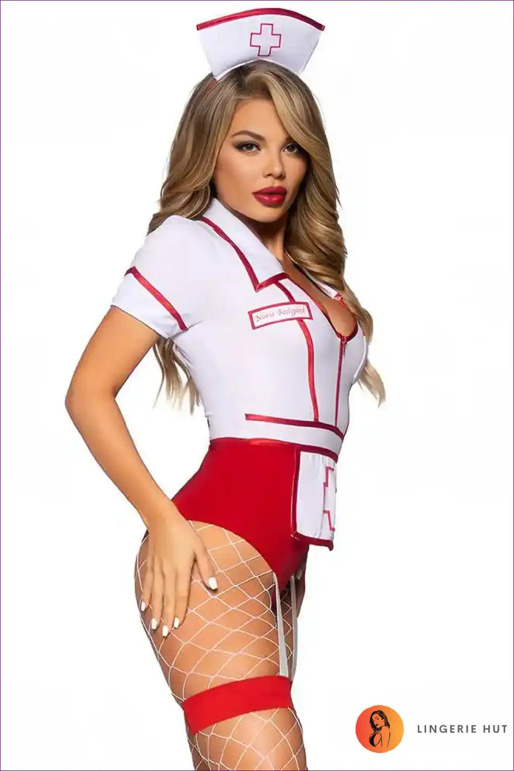 Nurse Costume Bodysuit with Apron Front - Confident Bedroom Energy for Bodysuit, Boudoir, Costume, Date
