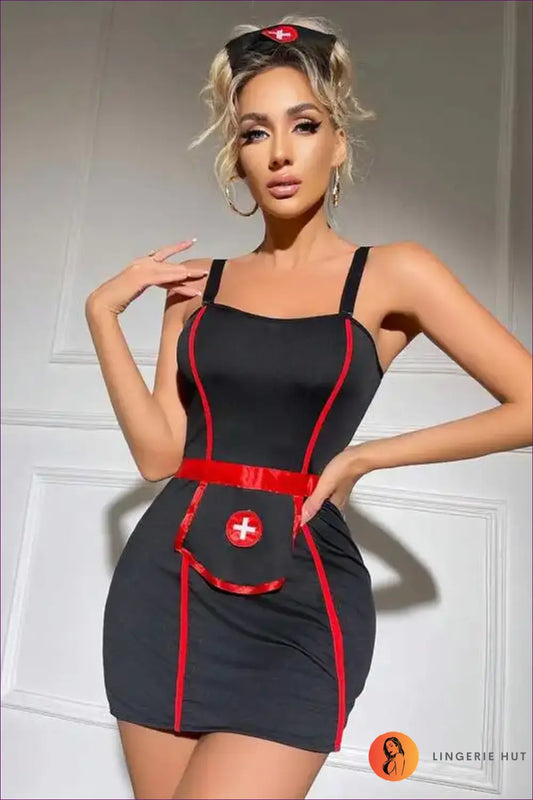 Nurse Costume with Corset Detail - Fantasy Roleplay Ready - Lingerie Hut - Bodycon • Clubwear • Evening Wear • Mini