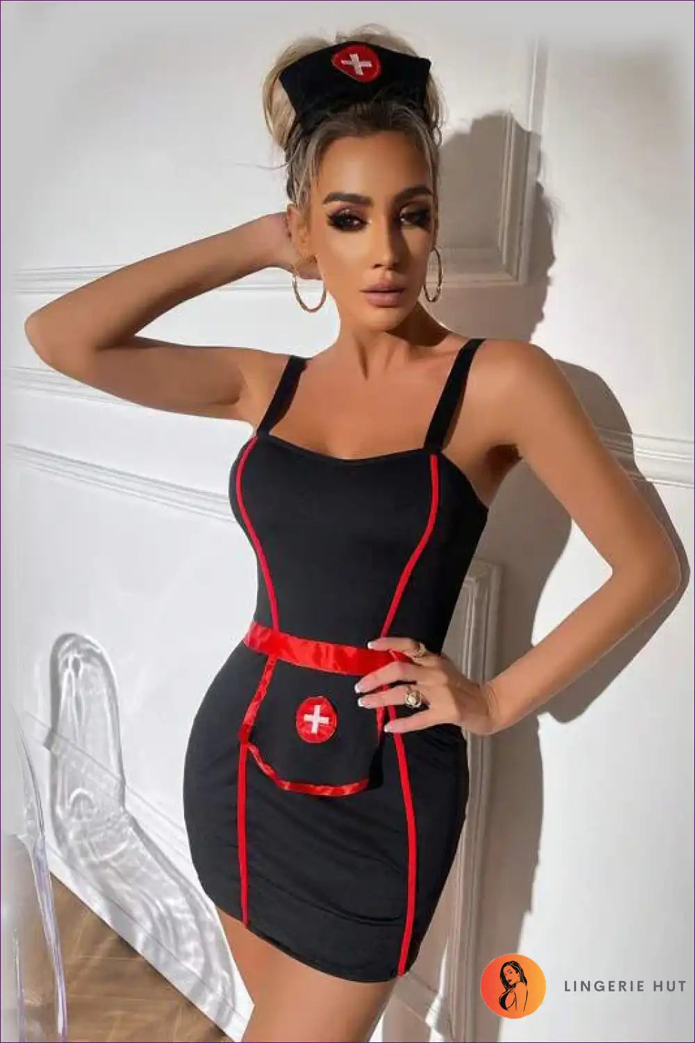 Nurse Costume with Corset Detail and Hip Skirt - Bold Statement Fun for Bodycon, Clubwear, Corset, Costume,