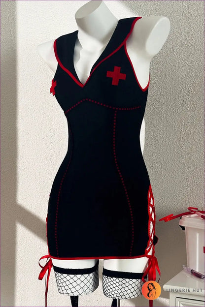 Nurse Costume with Cross Detail - Fantasy Roleplay Ready - Lingerie Hut - Bodycon • Mini • Party