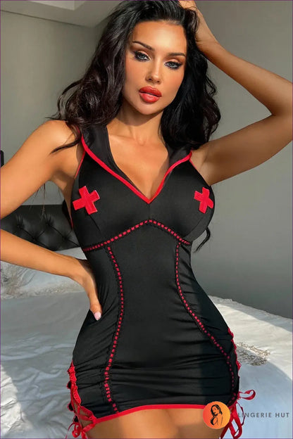 Nurse Costume with Cross Detail - Fantasy Roleplay Ready - Lingerie Hut - Bodycon • Mini • Party