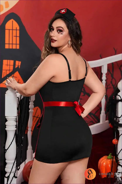 Nurse Costume with Cross Pocket Apron - Bold Confidence - Halloween • just in • Party • Role Play - Lingerie Hut
