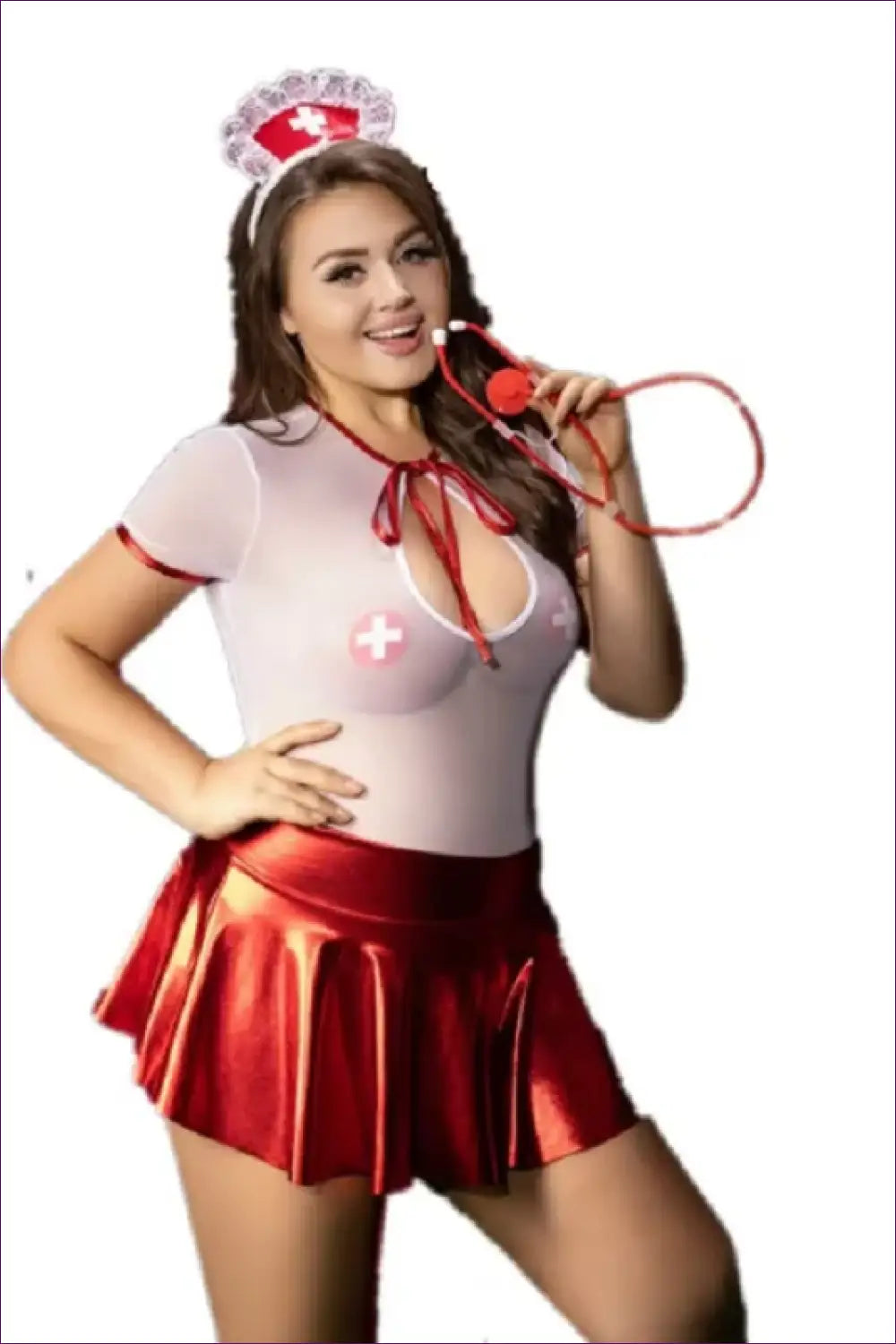 Nurse Costume with Cutout Back Detail - Sheer Confidence - 01 / one Size - Halloween • just in • Party • Role Play