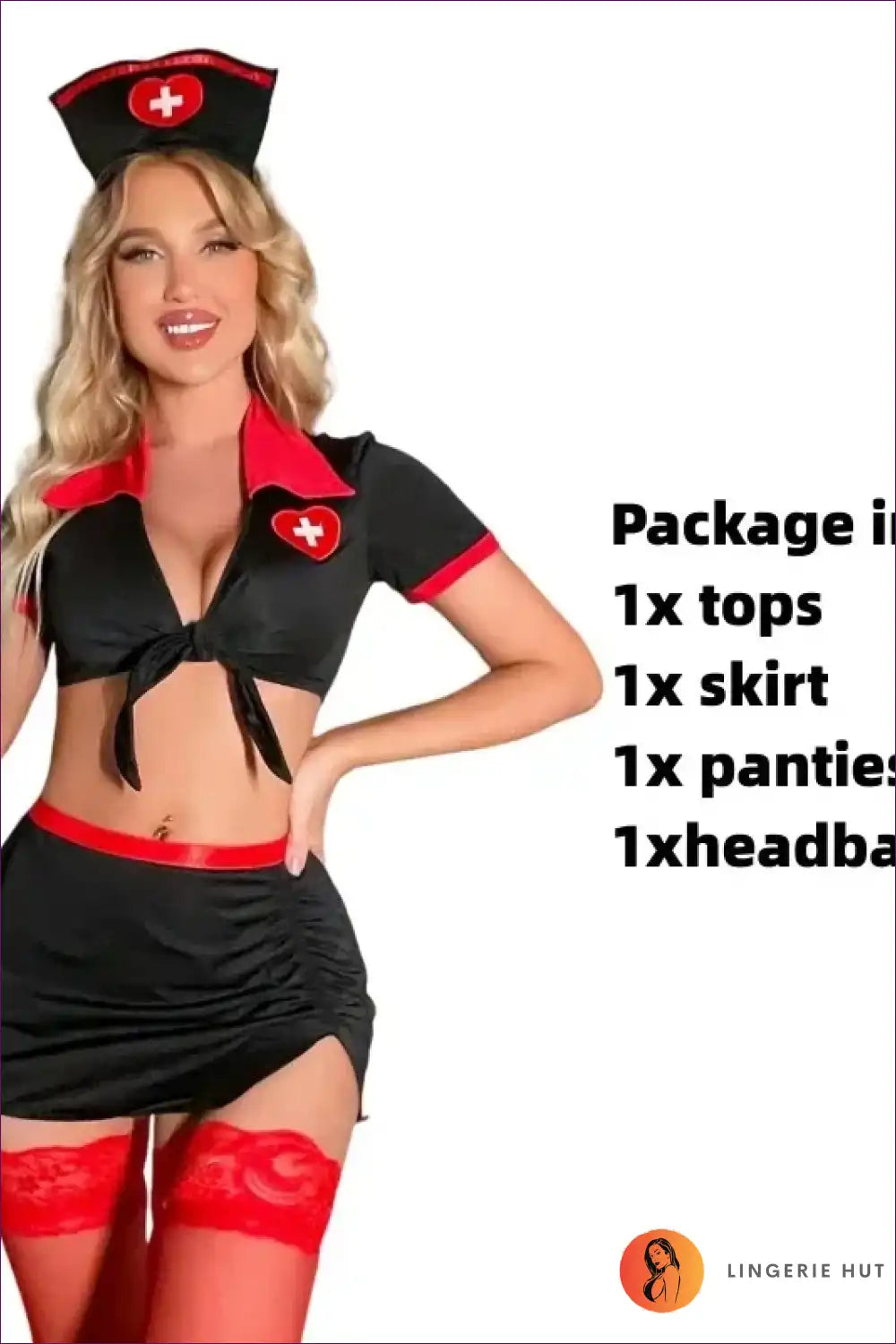 Nurse Costume with Deep v Crop Top & Skirt - Playful Night out for Clubwear, Costume, Crop, just In, Mini