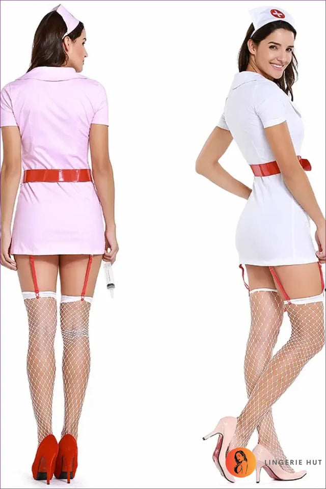 Nurse Costume with Garter Strap Detail - Sweetheart Shift