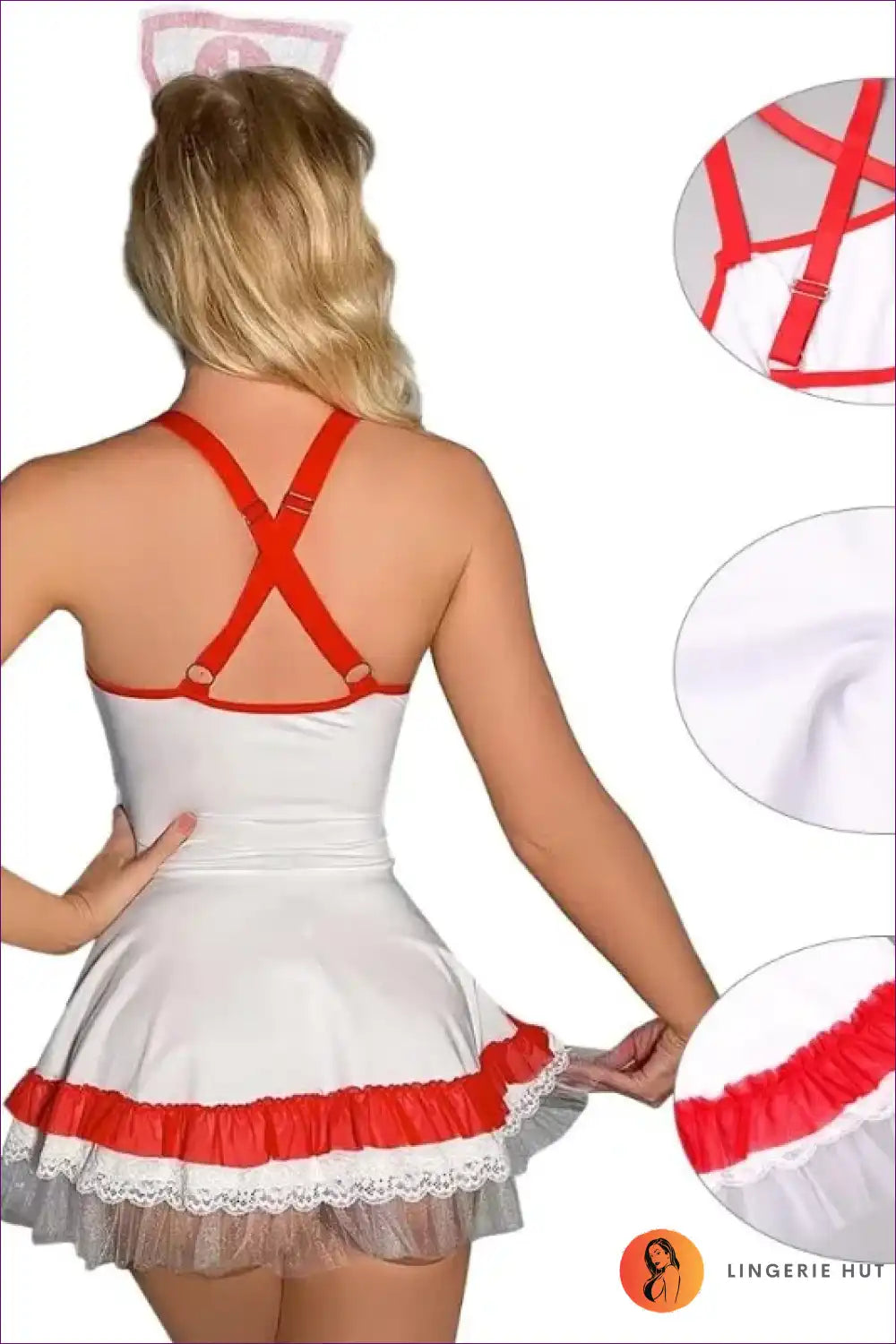 Nurse Costume with Lace Skirt and Apron - Cosy Role-play Delight for Boudoir, Costume, just In, Lace, Lingerie