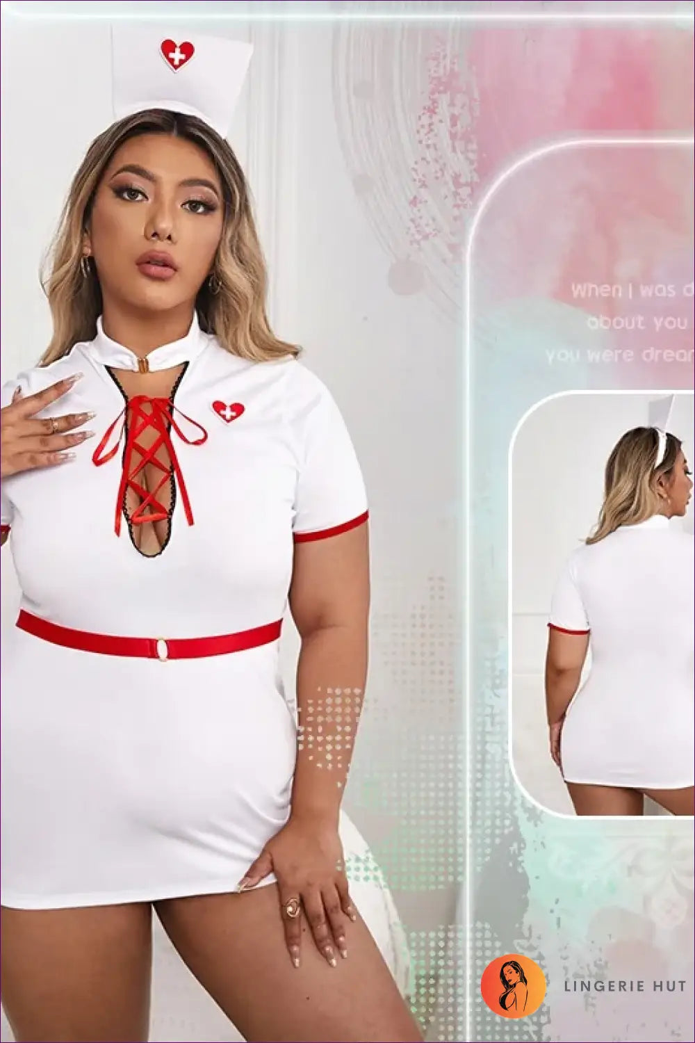Nurse Costume with Lace-up Chest Panel - Plus Size Statement - Halloween • just in • Party • Lingerie Hut