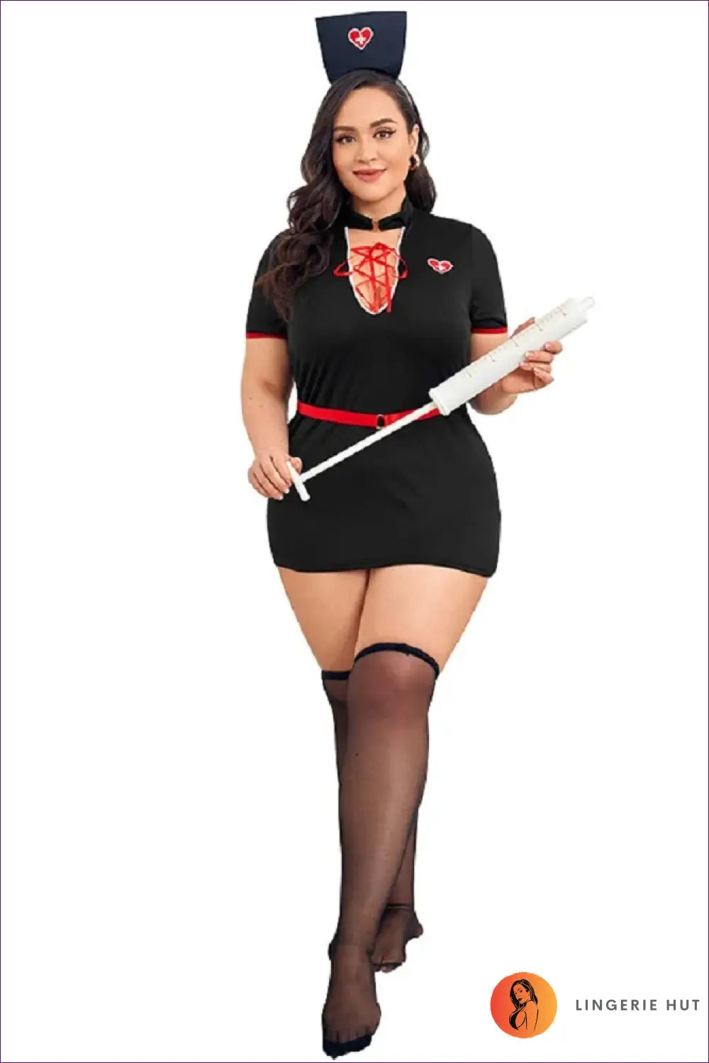 Nurse Costume with Lace-up Chest Panel - Plus Size Statement - Halloween • just in • Party • Lingerie Hut