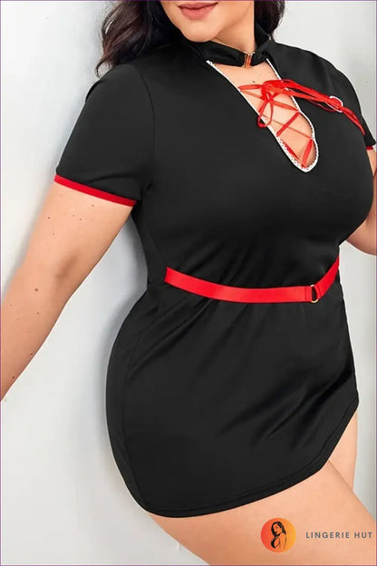 Nurse Costume with Lace-up Chest Panel - Plus Size Statement - Halloween • just in • Party • Lingerie Hut