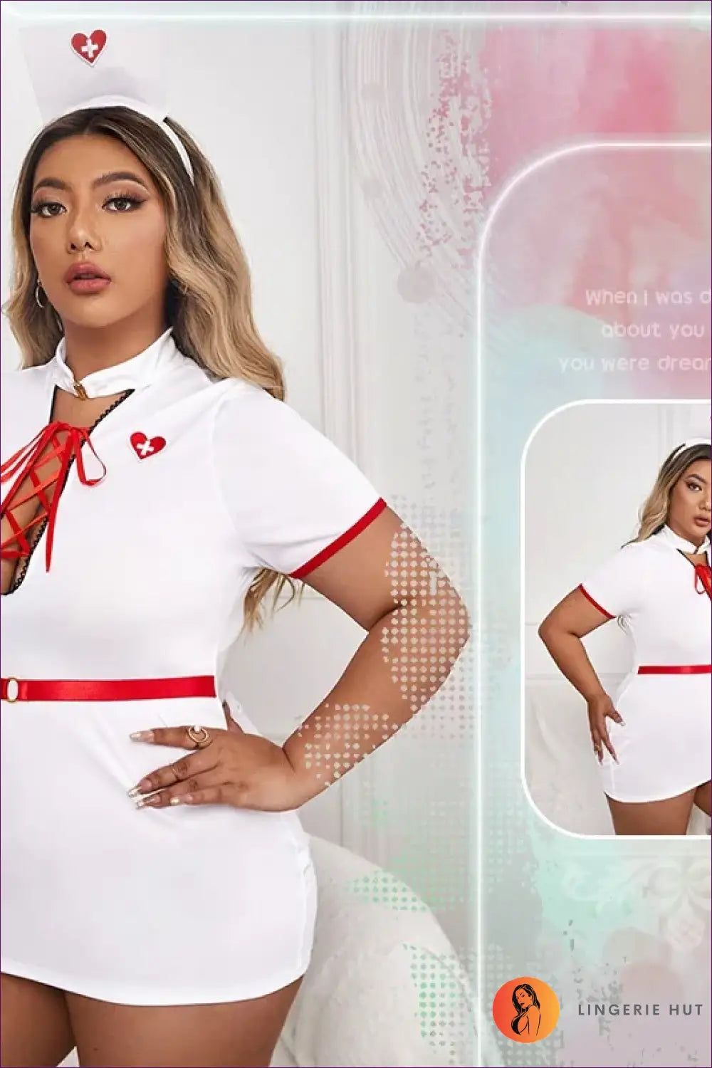 Nurse Costume with Lace-up Chest Panel - Plus Size Statement - Halloween • just in • Party • Lingerie Hut