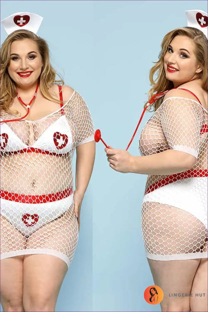 Nurse Costume with Mesh Panels - Confidence in Character for Bodycon, Clubwear, Costume, Fishnet,
