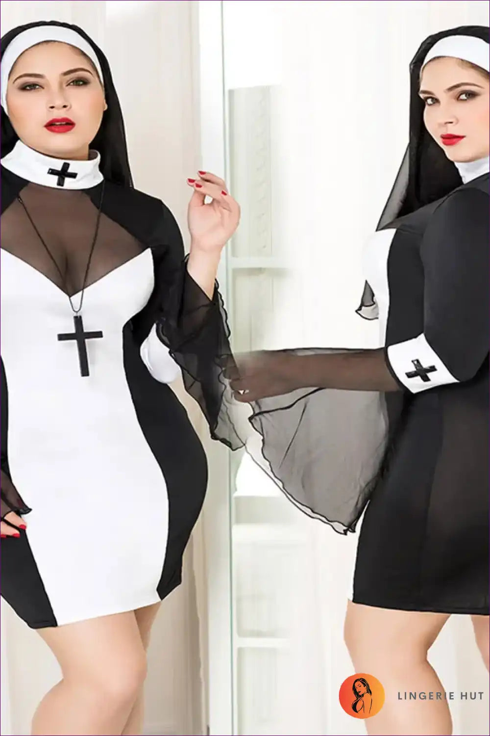 Nurse Costume with Mesh Panels - Confidence in Character for Bodycon, Clubwear, Costume, Fishnet,