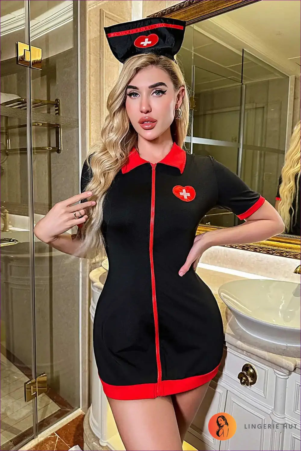 Nurse Costume Mini Dress - Fantasy Roleplay Ready - Costumes - Lingerie Hut - All Season • Clubwear • Honeymoon