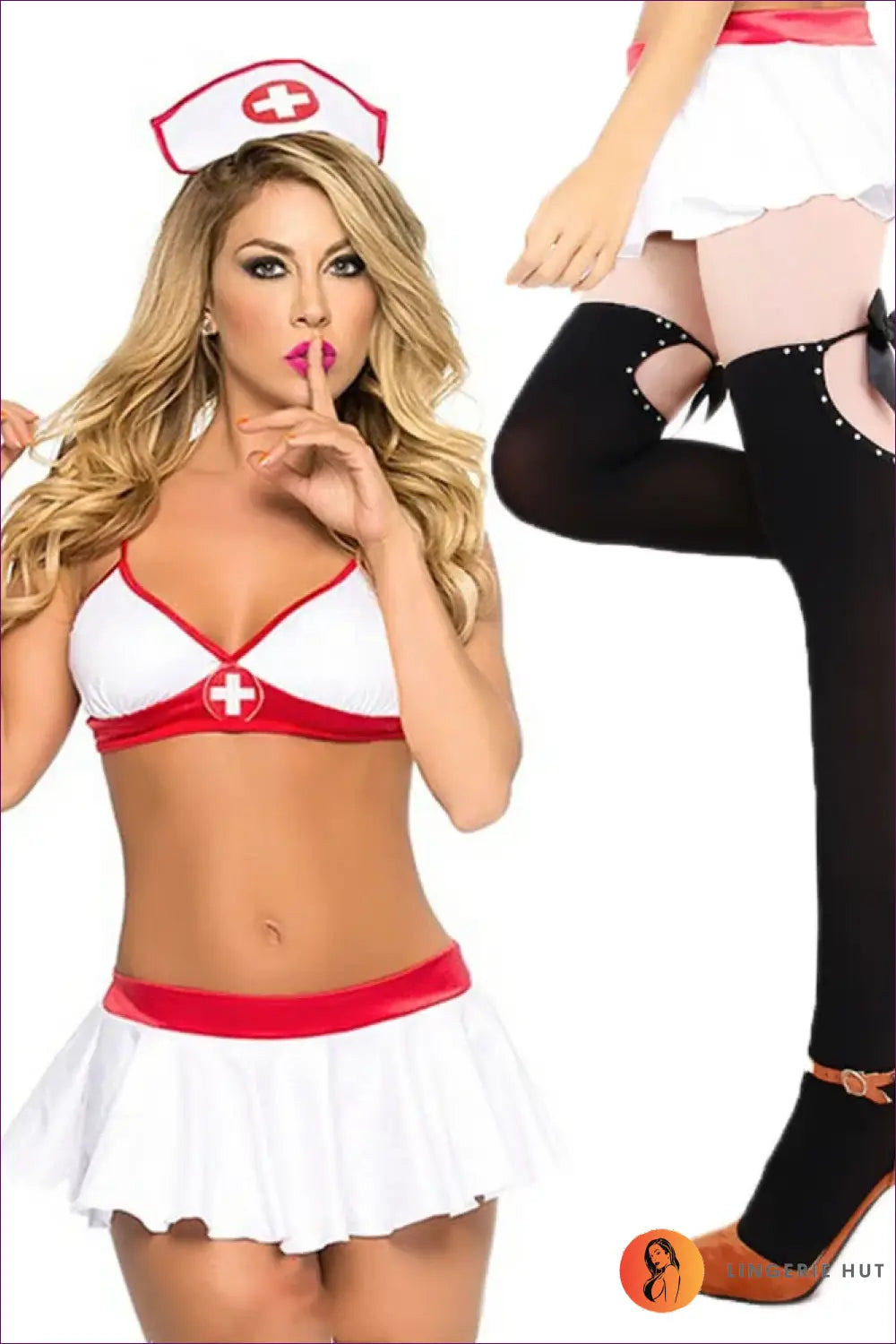 Nurse Costume Outfit Set - Fantasy Roleplay Ready - d / one Size - Lingerie Hut - Boudoir • Clubwear • Cutout