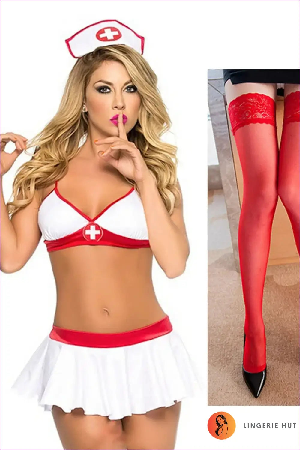 Nurse Costume Outfit Set - Fantasy Roleplay Ready - v / one Size - Lingerie Hut - Boudoir • Clubwear • Cutout