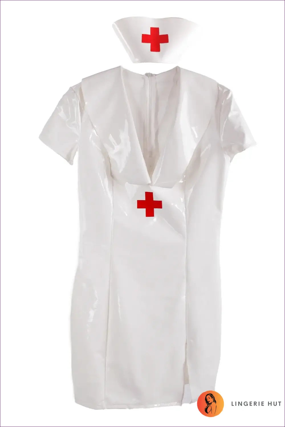 Nurse Costume with Patent Shine - Fantasy Roleplay Ready - Outfit Set - Lingerie Hut - Clubwear • Latex • Leather • Mini