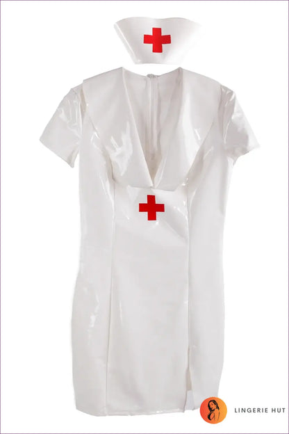 Nurse Costume with Patent Shine - Fantasy Roleplay Ready - Outfit Set - Lingerie Hut - Clubwear • Latex • Leather • Mini