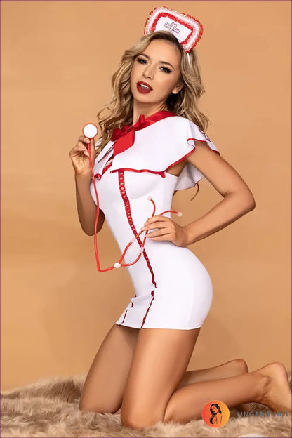 Nurse Costume with Peplum Waist - Modern Flirt - 01 / one Size - Outfit Set - Mini • Night in • Party - Lingerie Hut
