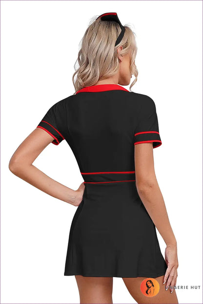 Nurse Costume with Red Piping - Fantasy Roleplay Ready - Outfit Set - Lingerie Hut - Clubwear • Evening Wear