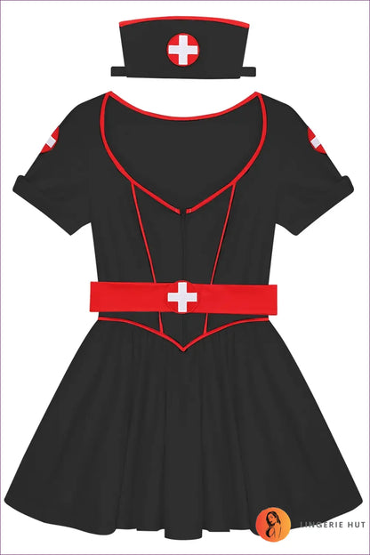 Nurse Costume - Festival Party Fun - Black / s - Clubwear • Halloween • Mesh • Mini - Lingerie Hut