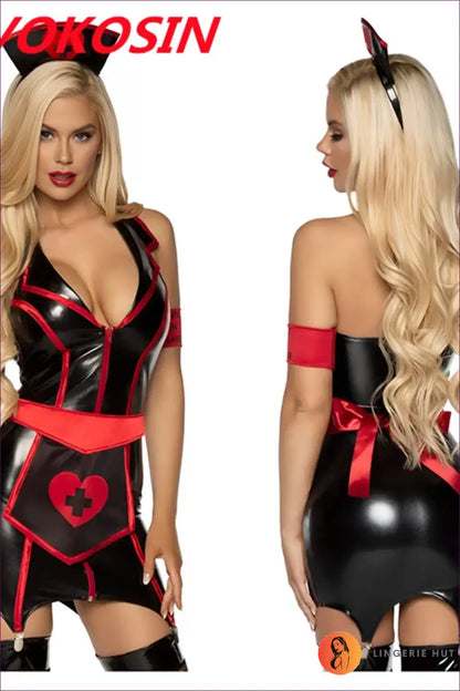 Nurse Costume Set with Apron - Bold Evening Dress Up - Halloween • just in • Lingerie • Mini - Hut