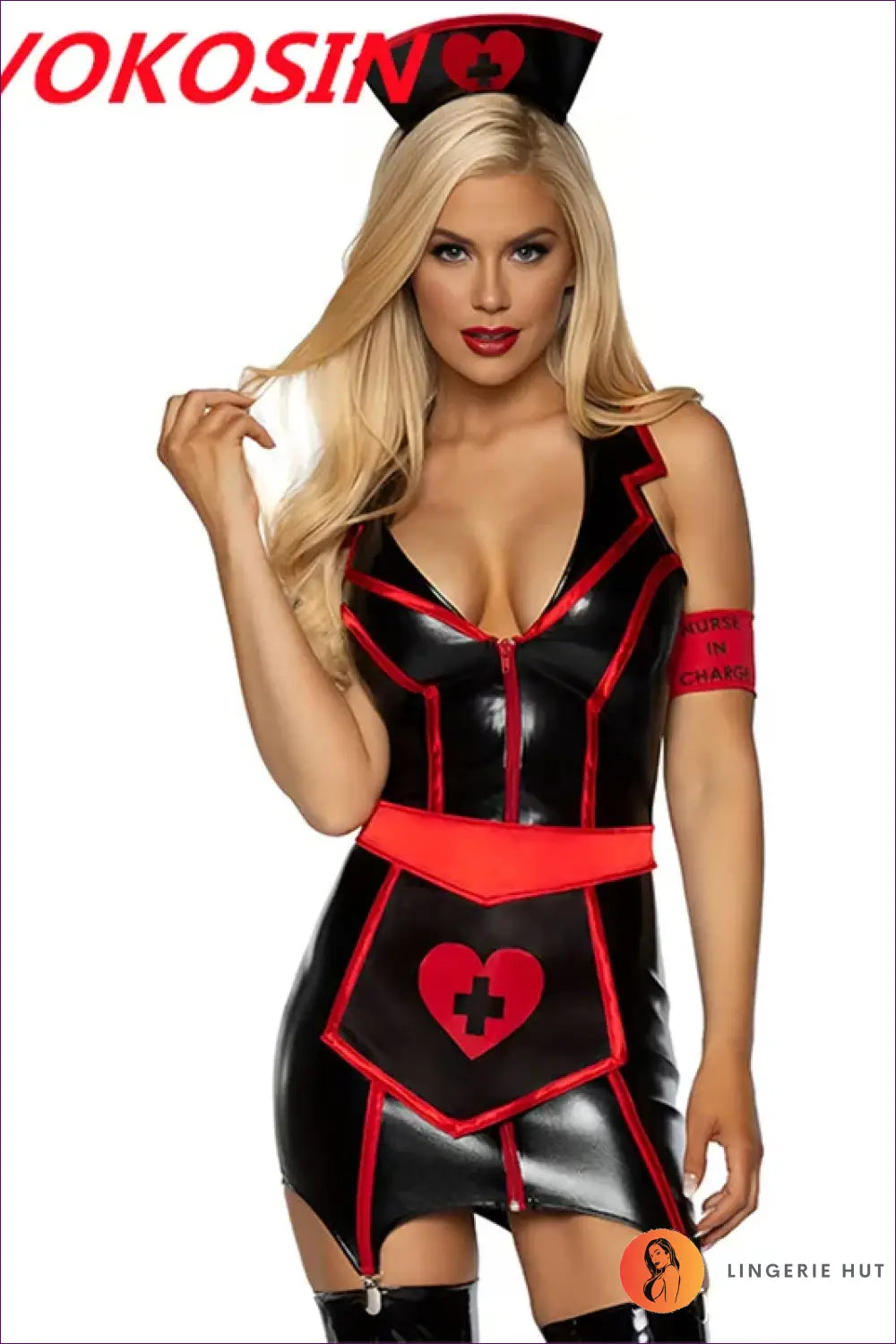 Nurse Costume Set with Apron - Bold Evening Dress Up - Halloween • just in • Lingerie • Mini - Hut