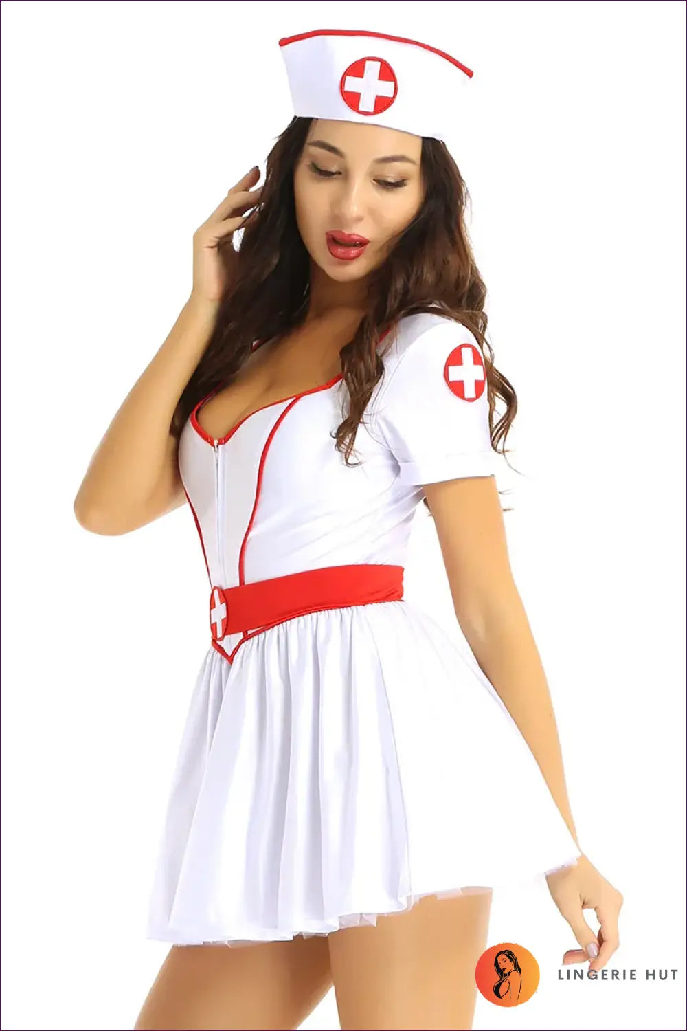 Nurse Costume Set with Belt & Headband - Fantasy Roleplay Ready - Outfit - Lingerie Hut - Boudoir • Date Night