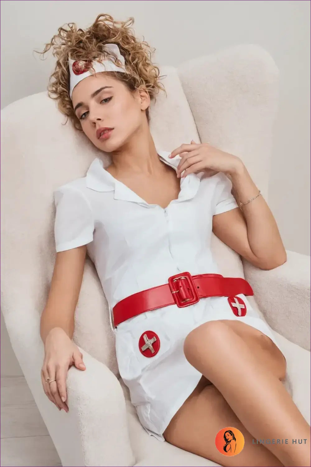 Nurse Costume Set with Belt & Props - Fantasy Roleplay Ready - Outfit - Halloween • Mini • Party - Lingerie Hut
