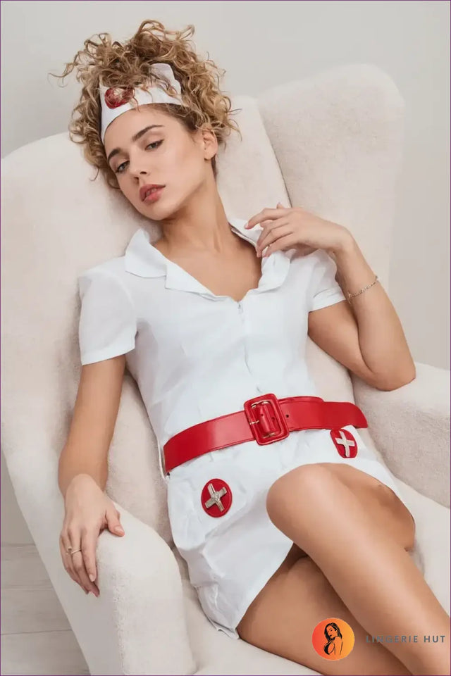 Nurse Costume Set with Belt & Props - Fantasy Roleplay Ready