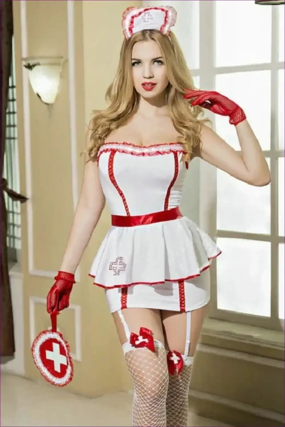 Nurse Costume Set with Peplum Skirt - Chic Role-play for Boudoir, Clubwear, Costume, Everyday, Glamour