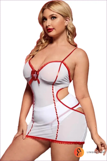 Nurse Costume with Sheer Cutout Back - Classic Devotion - Halloween • just in • Party • Role Play - Lingerie Hut