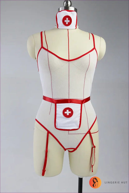 Nurse Costume with Sheer Mesh - Confident Dress Up - Garter • Halloween • just in • Lingerie - Hut