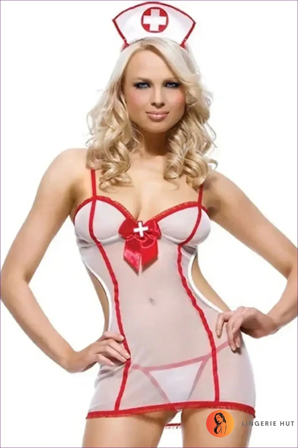 Nurse Costume with Sheer Skirt - Fantasy Roleplay Ready - Style 4 / s - Lingerie Hut - Boudoir • Cutout • Date Night