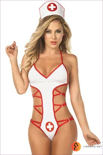 Nurse Costume with Sheer Skirt - Fantasy Roleplay Ready - Lingerie Hut - Boudoir • Cutout • Date Night • Halloween