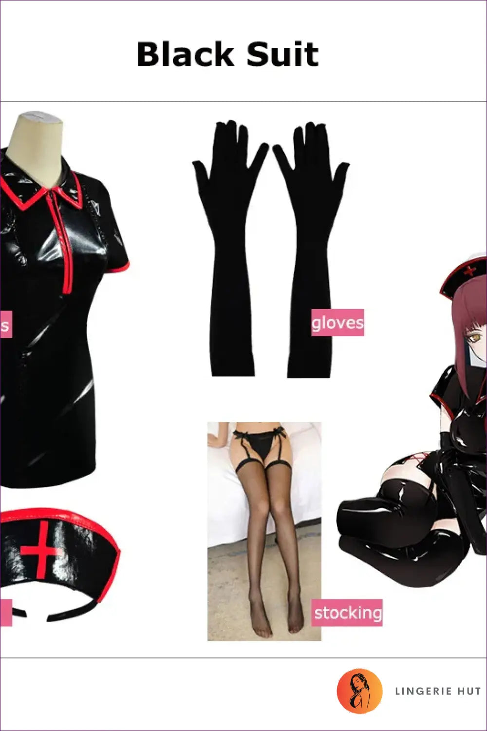 Nurse Costume Shirt Dress - Anime Fantasy Roleplay Ready - Lingerie Hut - Clubwear • Cutout • Evening Wear • Halloween