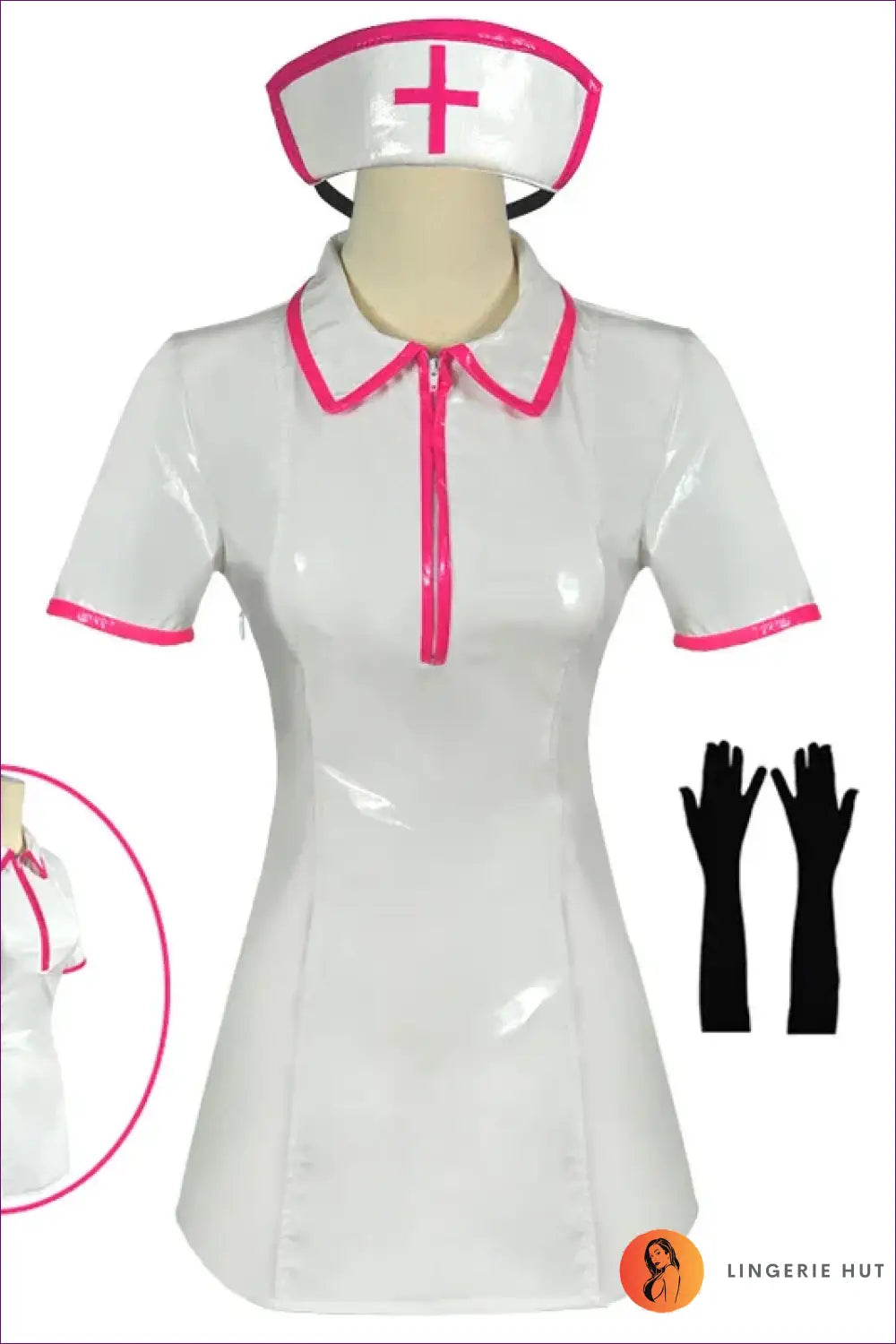Nurse Costume Shirt Dress - Anime Fantasy Roleplay Ready - White Dress b / s - Lingerie Hut - Clubwear • Cutout