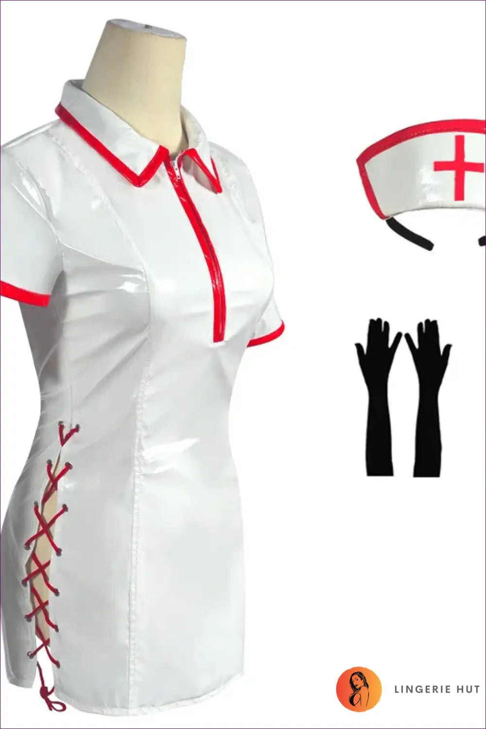 Nurse Costume Shirt Dress - Anime Fantasy Roleplay Ready - White Dress a / s - Lingerie Hut - Clubwear • Cutout